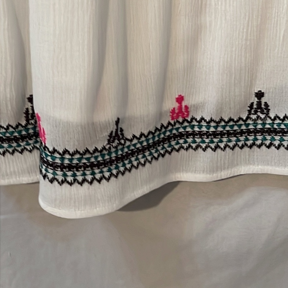 Gibson Latimer Womens Multicolor Embroidered White Dress Size Small - Picture 7 of 9